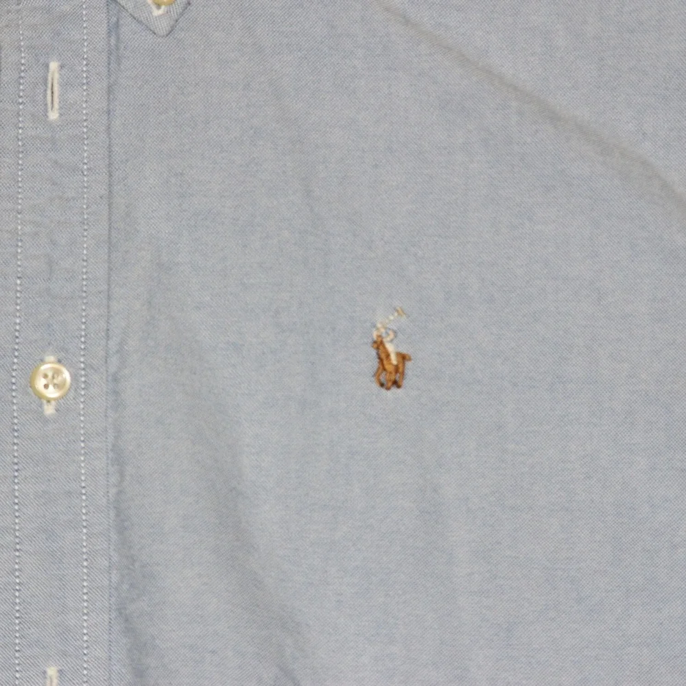 Ralph Lauren Men's Oxford Button Down Shirt Size 18‎ Blue Long Sleeve Polo Pony